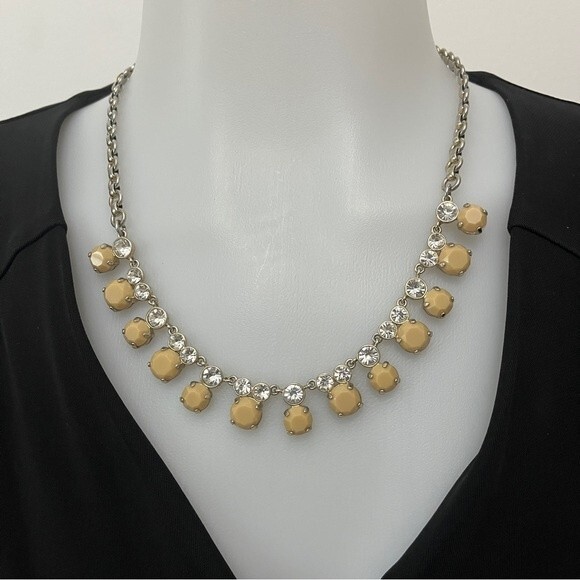 J. Crew Silver & Taupe Statement Necklace - Picture 1 of 7